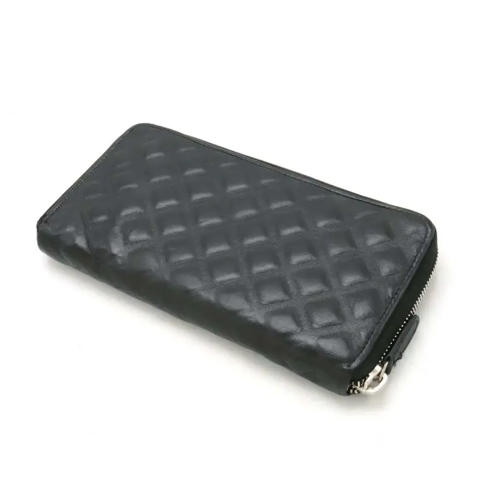 CHANEL Black Diamond Leather Logo Wallet - Picture 3 of 10